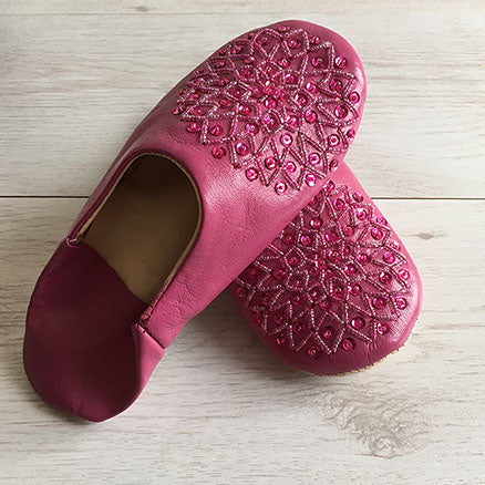 MOROCCAN BABOUCHE SLIPPERS – DARK PINK - craftkechbrand