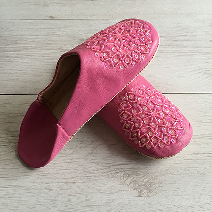 MOROCCAN BABOUCHE SLIPPERS – FUCHSCIA - craftkechbrand