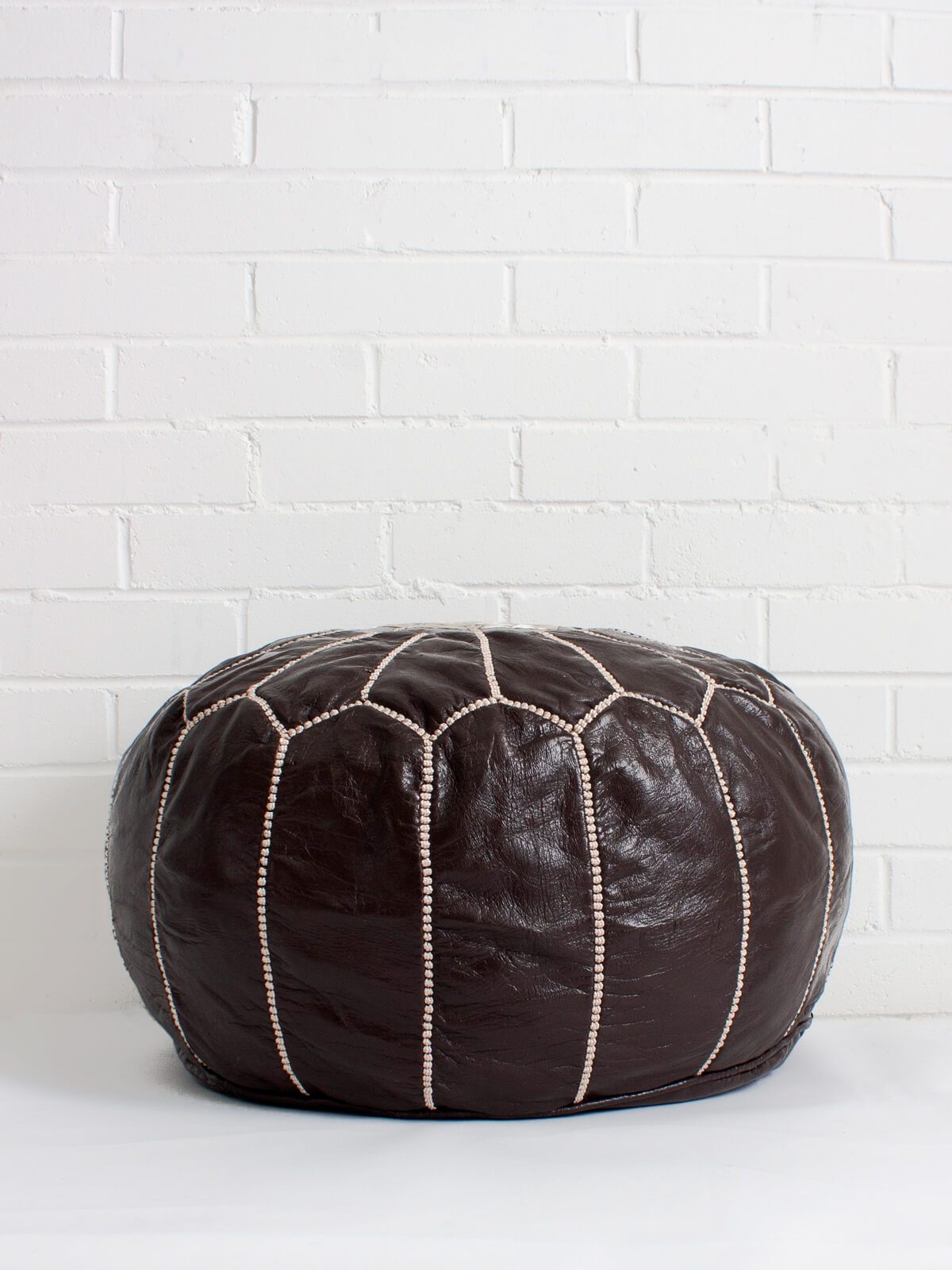 MOROCCAN CHESTNUT LEATHER POUF