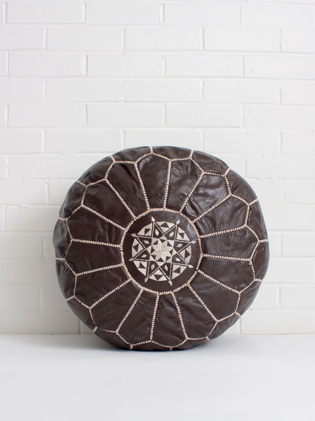 MOROCCAN CHESTNUT LEATHER POUF