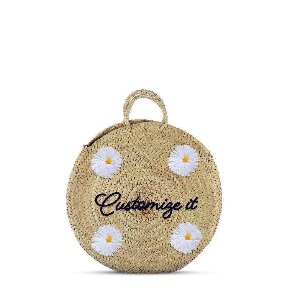 Round Basket with daisy flowers - craftkechbrand