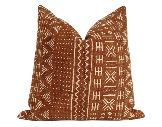 THE RUST MUDCLOTH 20” X 20” PILLOW COVER - craftkechbrand