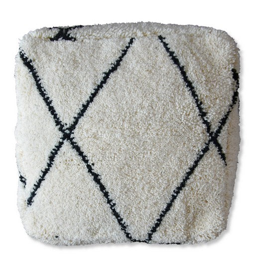 Beni Ourain Floor Cushion – White and Black - Craftkech™