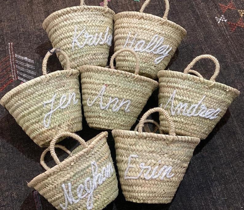 Personalized tote straw bag beach basket