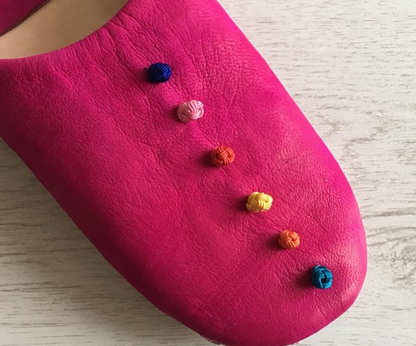 MOROCCAN POM POM BABOUCHE SLIPPERS – FUCHSIA - craftkechbrand